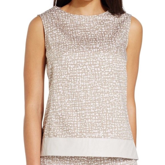 Jones New York Vegan Leather Trim Shell Blouse 6 - Picture 1 of 1